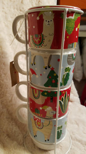 Stackable Christmas Alpaca Mugs